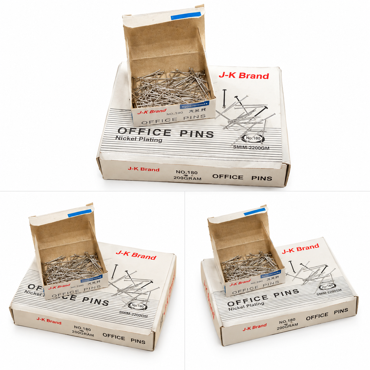 J-K Brand Office Pins 200 Gram | Nickel Plated Steel Pins for Suit Designing & Embroidery