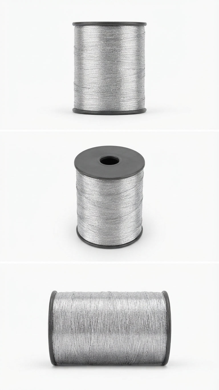 Silver  Tila Embroidery Thread – Mota 28/2 & Machine 120 | Big Size