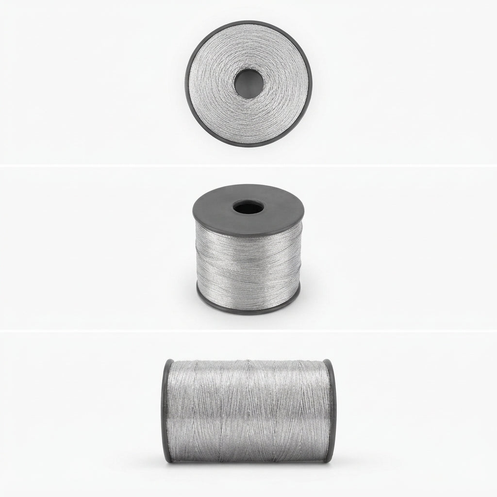 Silver  Tila Embroidery Thread – Mota 28/2 & Machine 120 | Big Size